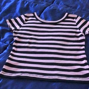Pink and black striped top